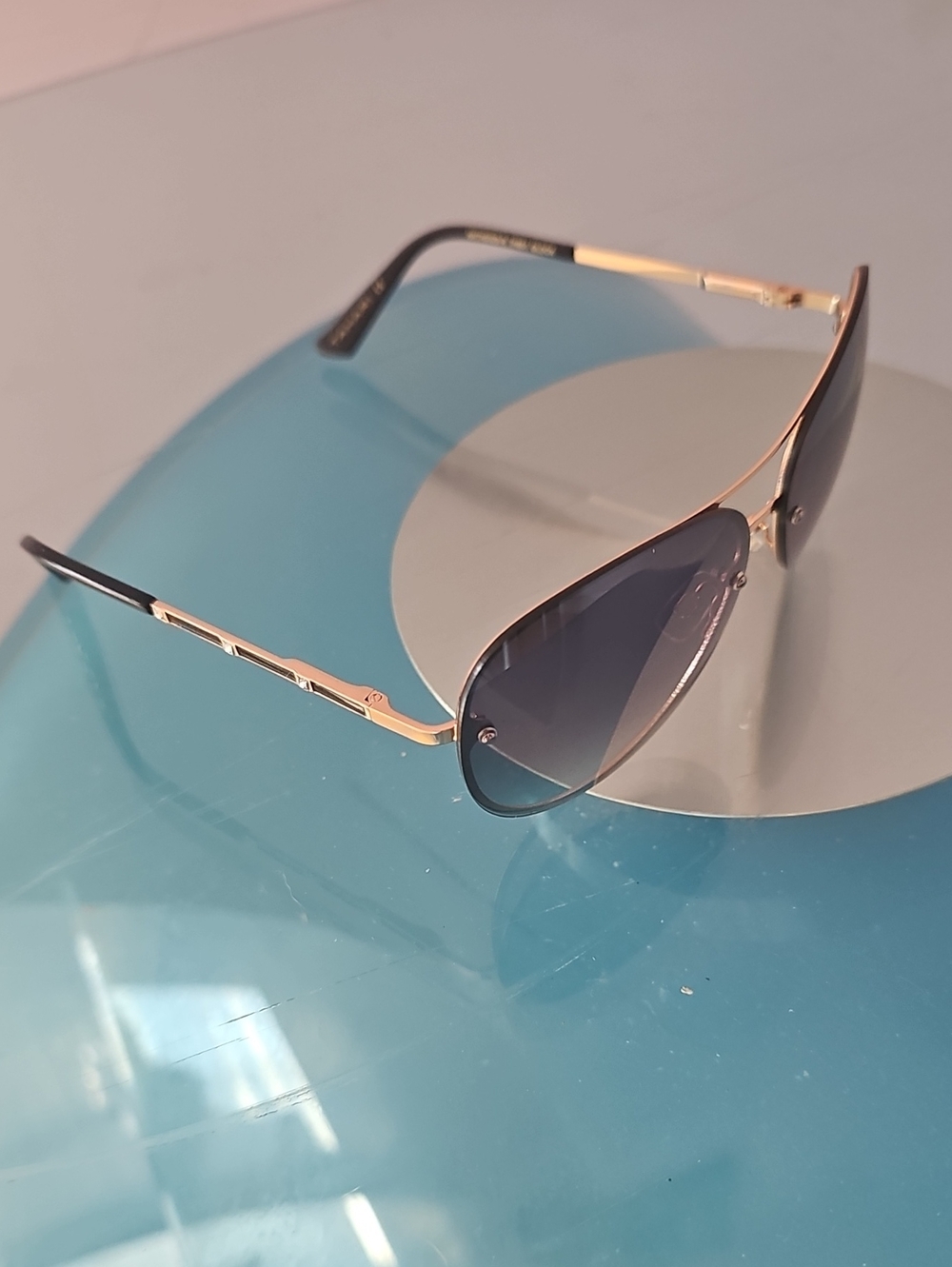 Tahari Gold Frame Blue Gradient Aviator Sunglasses - Women